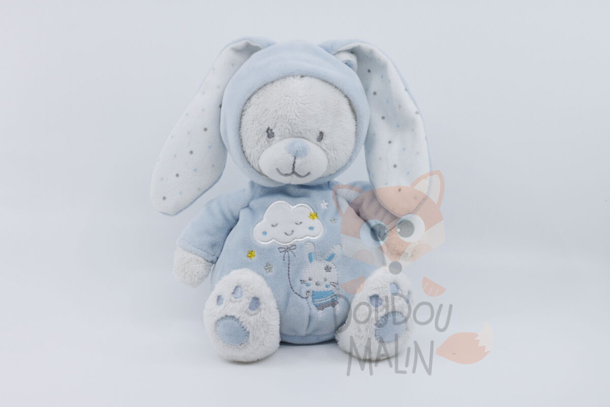Max sax - peluche ours déguisé en lapin bleu blanc 25 cm 